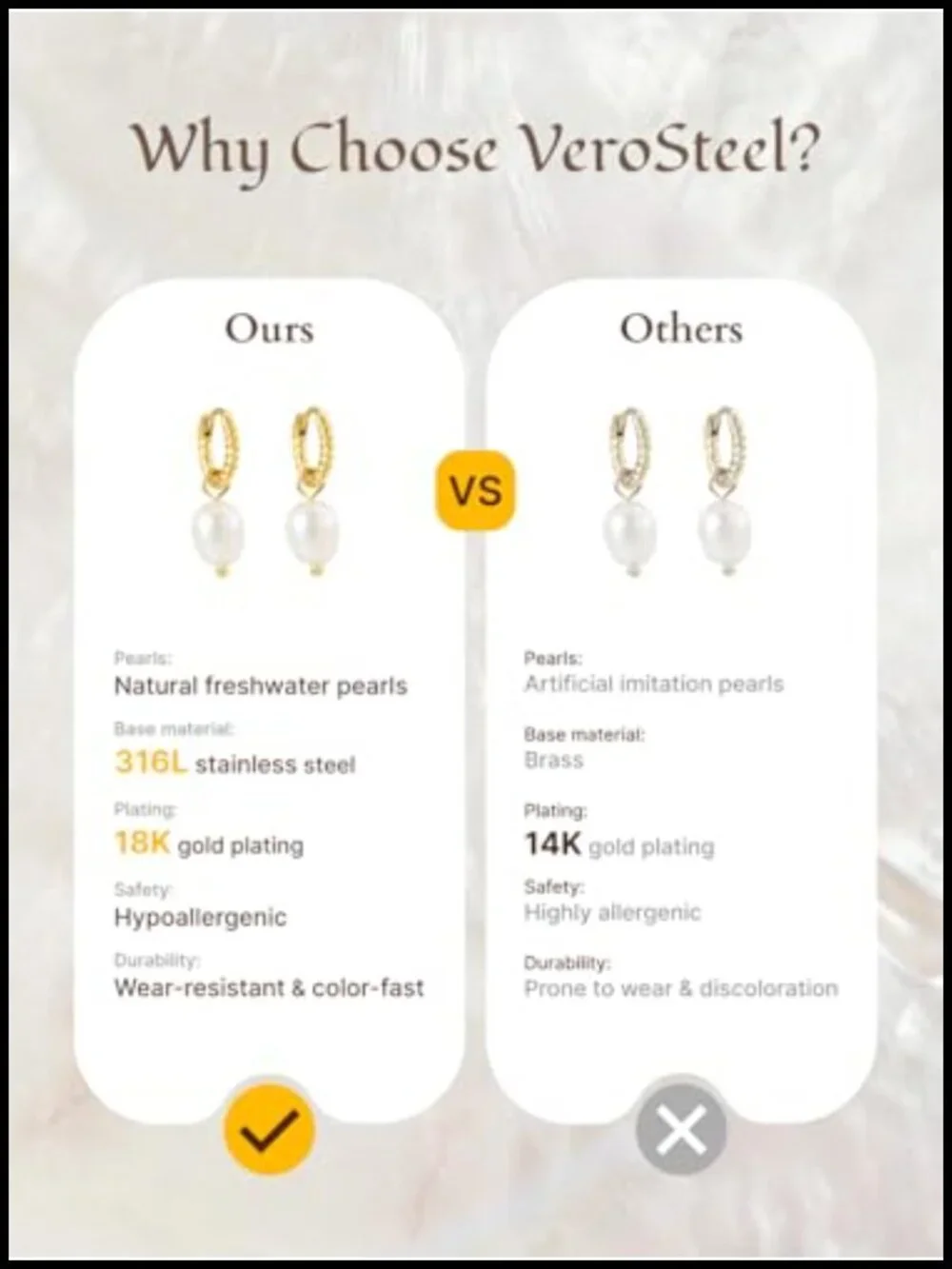 Dainty Pearl Drop Earrings for Women Gold Huggie Hoop Dangle Earrings Stainless